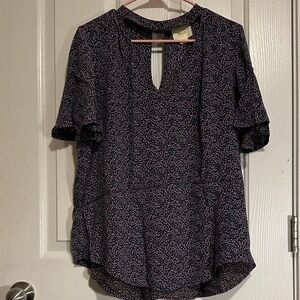 Maeve Navy and Pink Floral Blouse